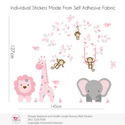 Jungle Animal Wall Decals Pink & Gray Safari Nursery Decor - thumbnail 3