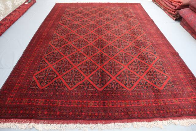 8'3x11'8 Red Area Rug - Afghan Khal Mohammadi Hand Knotted Veg Dyes Wool Oriental Geometric Patterns Turkmen Tribal Bedroom - image 1
