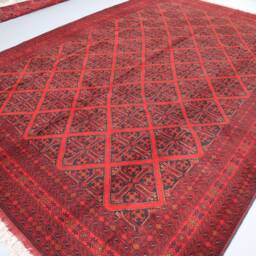 8'3x11'8 Red Area Rug - Afghan Khal Mohammadi Hand Knotted Veg Dyes Wool Oriental Geometric Patterns Turkmen Tribal Bedroom - thumbnail 2