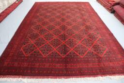 8'3x11'8 Red Area Rug - Afghan Khal Mohammadi Hand Knotted Veg Dyes Wool Oriental Geometric Patterns Turkmen Tribal Bedroom - thumbnail 1