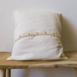 Linen Pillow With Embroidered Flowers For Living Room, Bedroom & Farmhouse Decoration, Embroidery Art - thumbnail 4