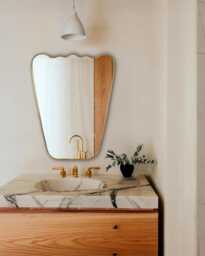 Wavy Mirror - Bathroom Mirror, Brass Handmade Irregular Wall - thumbnail 1