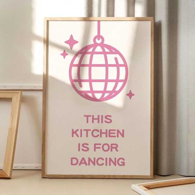 This Kitchen Is For Dancing Disco Art Canvas Poster, Trendy Wall Art, Apartment Aesthetic Decor, Retro Home Printed Gift - image 1