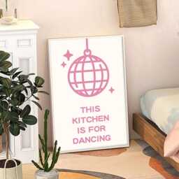 This Kitchen Is For Dancing Disco Art Canvas Poster, Trendy Wall Art, Apartment Aesthetic Decor, Retro Home Printed Gift - thumbnail 3