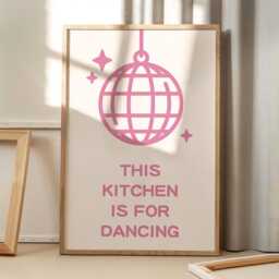 This Kitchen Is For Dancing Disco Art Canvas Poster, Trendy Wall Art, Apartment Aesthetic Decor, Retro Home Printed Gift - thumbnail 1