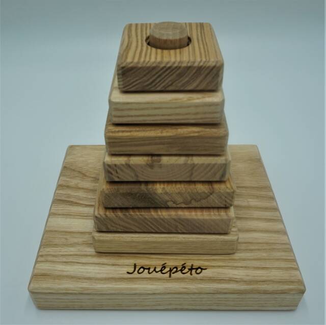 Natural Varnished Wooden Stacking Pyramid - image 1