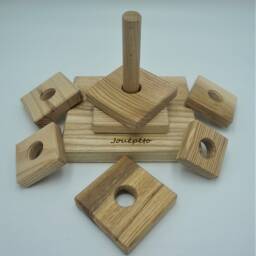 Natural Varnished Wooden Stacking Pyramid - thumbnail 2