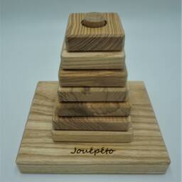 Natural Varnished Wooden Stacking Pyramid - thumbnail 1