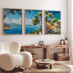 Set Of 3 Costa Brava Posters, Spain Prints, Mediterranean Wall Art Set, Spanish Coastal Beach Europe Decor - thumbnail 3