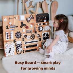 Montessori Busy Board Toddler Activities, Sensory Wall Play, Personalized Baby Boards, Occupational Therapy Gifts - thumbnail 2