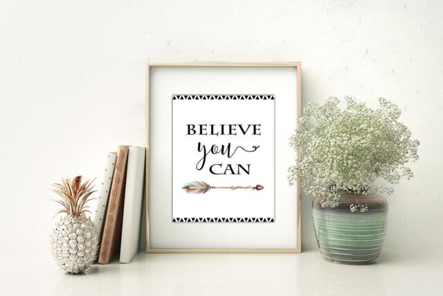 Tribal Boho Wall Art Believe You Can Print - 8x10, Digital Download - image 1