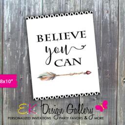 Tribal Boho Wall Art Believe You Can Print - 8x10, Digital Download - thumbnail 2