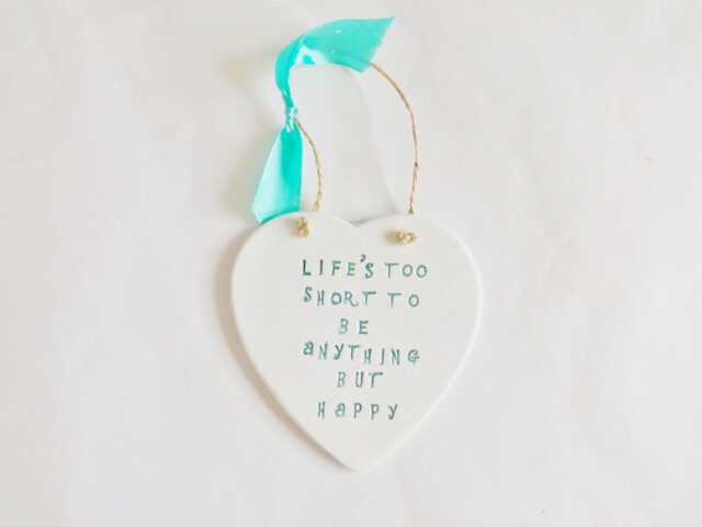 Happiness Inspiring Life Quote Plaque Mindfulness Heart Sign Positive Motivating Meaningful Friends Family Gift - image 1