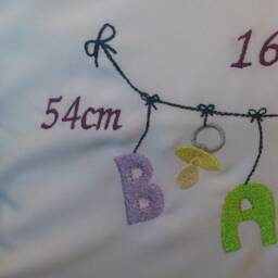 Pillow With Name For Birth - Baby Clothesline Purple Stars - thumbnail 3
