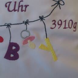 Pillow With Name For Birth - Baby Clothesline Purple Stars - thumbnail 2