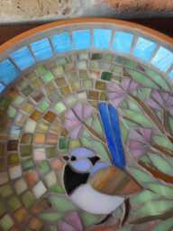 Superb Fairy Wren Mosaic Stained Glass Outdoor Birdbath Native Bees & Birds Garden Decor Best Friend Gift Give Love - thumbnail 1