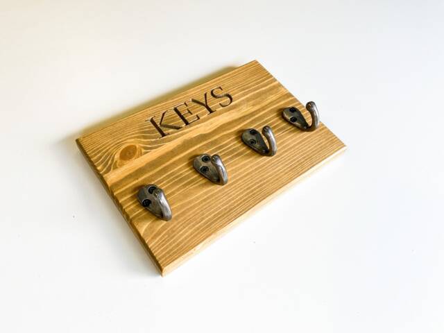 Key Hook Rail - Handmade Holder Pine Storage Hooks Personalised Homeware - image 1