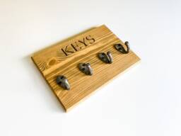 Key Hook Rail - Handmade Holder Pine Storage Hooks Personalised Homeware - thumbnail 1