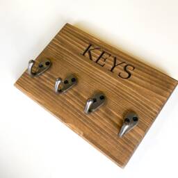 Key Hook Rail - Handmade Holder Pine Storage Hooks Personalised Homeware - thumbnail 2