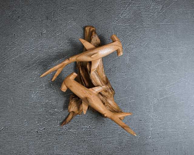 Handcrafted Wooden Hammerhead Shark Wall Art Marine Decor 8.4 - image 1