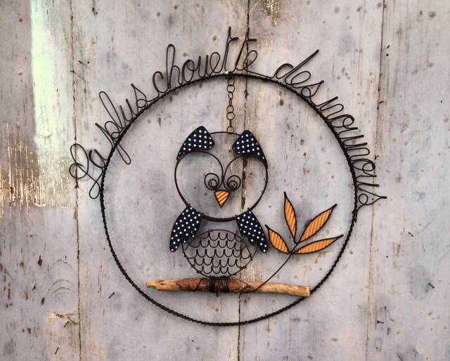 Owl Owl in Annealed Wire, Nanny Gift, Driftwood, Nature Decoration, Home Decorative Bird, Wire Phrase Gift