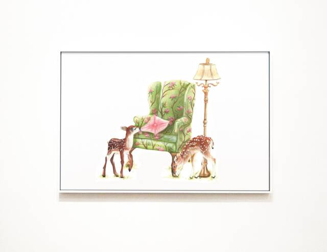 Fawn Deer Print Vintage Furniture Illustration, A3 Art Print - image 1