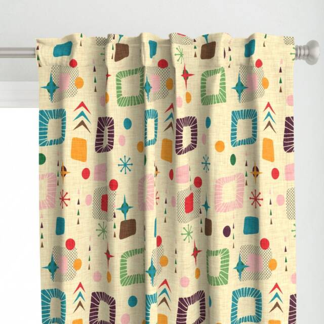 Retro Mod Curtain Panel - Mid Century Modern 1950S Geometric Atomic Colorful Custom Pattern By Bruxamagica - image 1