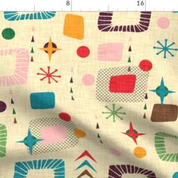 Retro Mod Curtain Panel - Mid Century Modern 1950S Geometric Atomic Colorful Custom Pattern By Bruxamagica - thumbnail 4