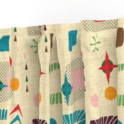 Retro Mod Curtain Panel - Mid Century Modern 1950S Geometric Atomic Colorful Custom Pattern By Bruxamagica - thumbnail 3