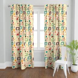 Retro Mod Curtain Panel - Mid Century Modern 1950S Geometric Atomic Colorful Custom Pattern By Bruxamagica - thumbnail 2