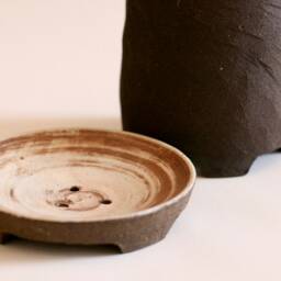 Handmade Set Of Black Ceramic Toothbrush Holder & Soap Dish - Japanese Style Pottery - thumbnail 3