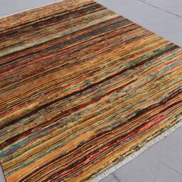 5x7 Afghan Striped Rug, Multicolor Hand Knotted Wool Area Natural Vegetable Dyes Oriental Rug For Bedroom, Office, Living Room - thumbnail 2