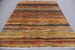 5x7 Afghan Striped Rug, Multicolor Hand Knotted Wool Area Natural Vegetable Dyes Oriental Rug For Bedroom, Office, Living Room - thumbnail 1