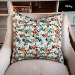 Rifle Paper Co. Bon Voyage Meadow in Flax Metallic Canvas Fabric Pillow Cover - thumbnail 1