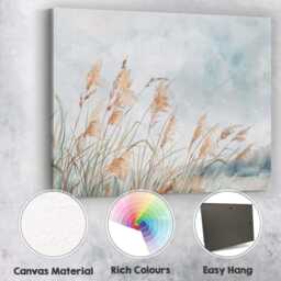Soft Neutral Pampas Grass Watercolour Botanical Landscape Canvas Wall Art Print Decor Picture Ready To Hang - thumbnail 2