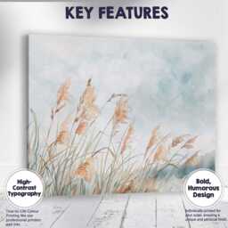 Soft Neutral Pampas Grass Watercolour Botanical Landscape Canvas Wall Art Print Decor Picture Ready To Hang - thumbnail 1