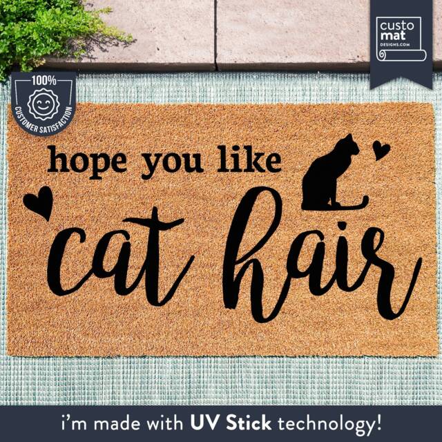 Hope You Like Cat Hair - Silhouette Love Heart Doormat Cute Pet Animal Lover Gift - image 1