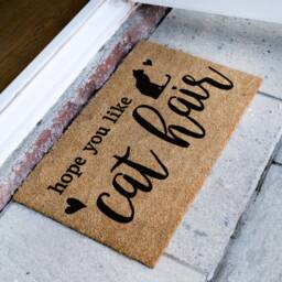Hope You Like Cat Hair - Silhouette Love Heart Doormat Cute Pet Animal Lover Gift - thumbnail 2