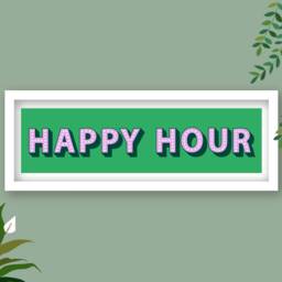 Framed Happy Hour Print, Sign, Wall Art Hour, Bar Decor, Cocktail Themed Art, Kids Play Room - thumbnail 2