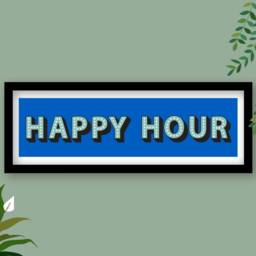 Framed Happy Hour Print, Sign, Wall Art Hour, Bar Decor, Cocktail Themed Art, Kids Play Room - thumbnail 3