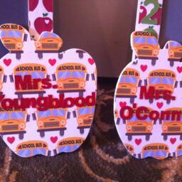 Personalized Teacher Chalkboard Gift Handmade Wooden Apple Magnet - thumbnail 2