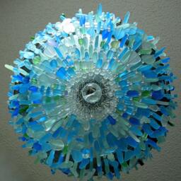 Sea Glass Chandelier Coastal Semi Flush Mount Ceiling Light - thumbnail 2