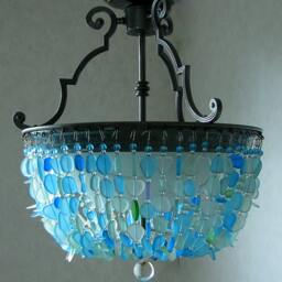 Sea Glass Chandelier Coastal Semi Flush Mount Ceiling Light - thumbnail 3