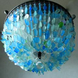 Sea Glass Chandelier Coastal Semi Flush Mount Ceiling Light - thumbnail 4