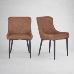 Yarm Dining Chair, Tan Faux Leather - thumbnail 2