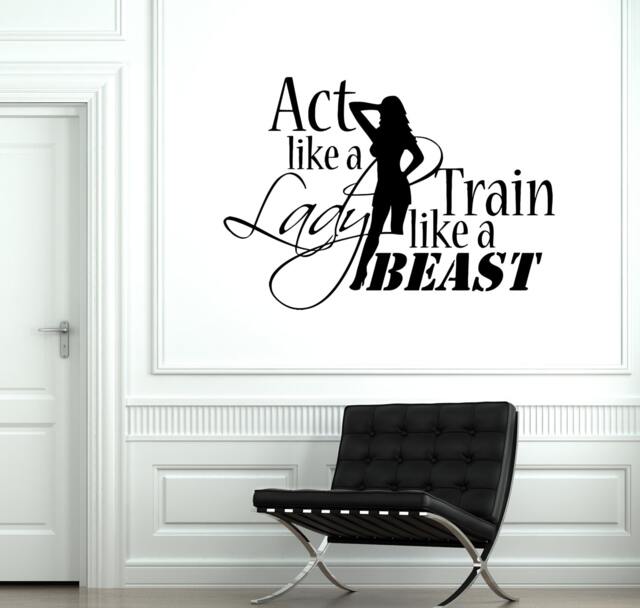 Wall Vinyl Decal Sport Quotes Woman Fitness Train Like A Beast Decor 2017Di - image 1