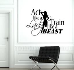 Wall Vinyl Decal Sport Quotes Woman Fitness Train Like A Beast Decor 2017Di - thumbnail 1