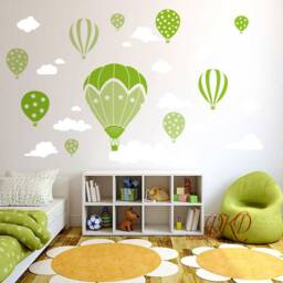 Hot Air Balloon Nursery Decals, & Cloud Decal-Removable Wall Stickers-Kids Bedroom-Nursery Decor-Peel Stick-Dk339 - thumbnail 3