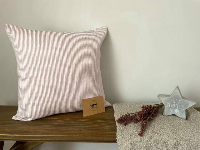 Maisie - Pink Stripe Linen Modern Farmhouse Cushion Covers - image 1