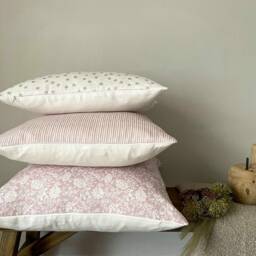Maisie - Pink Stripe Linen Modern Farmhouse Cushion Covers - thumbnail 2